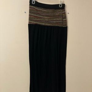 Cherry K black maxi skirt with colorful waist, size L